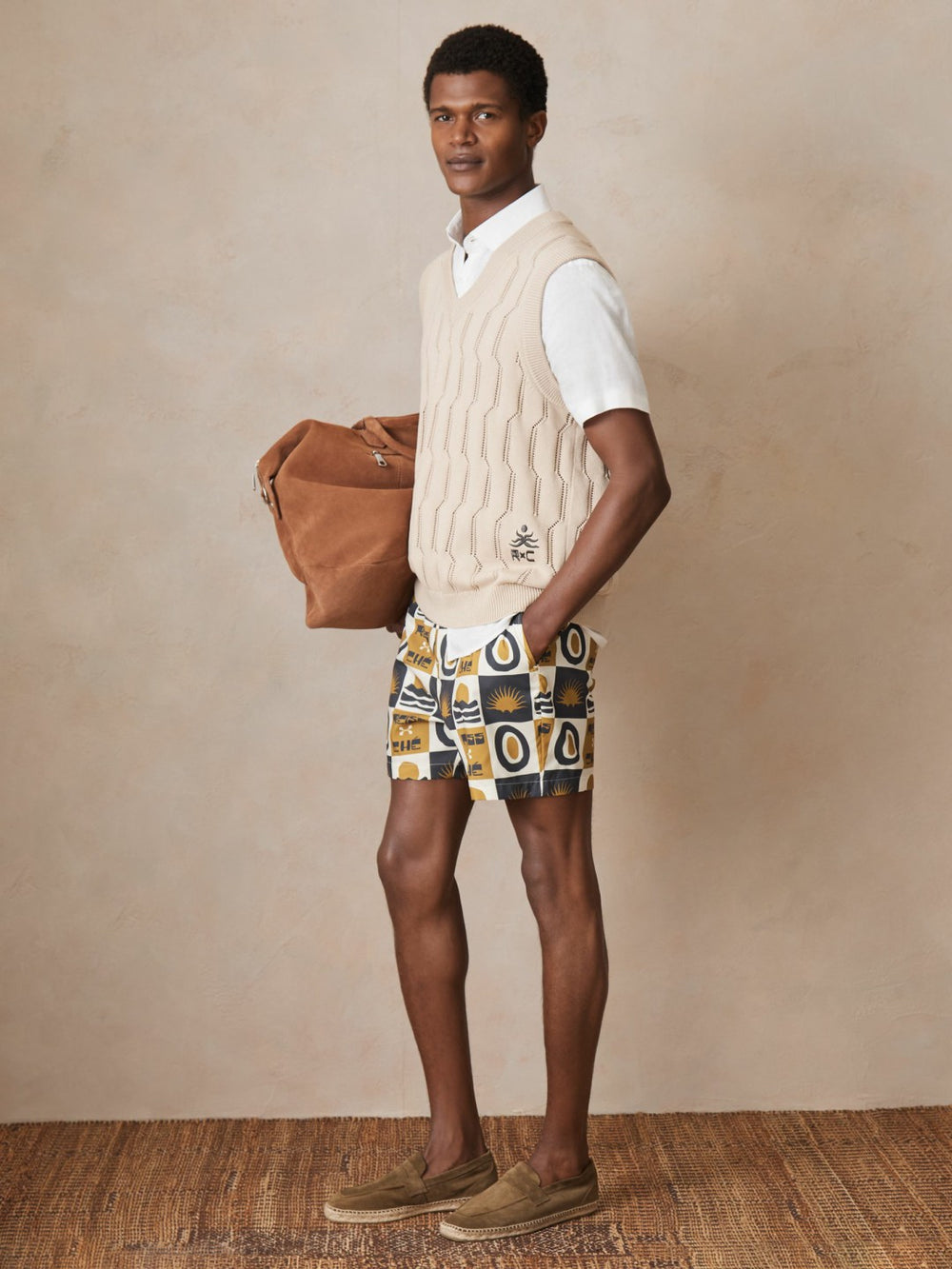 | Ché Sunset-Print Swim Shorts Olive Green | Men