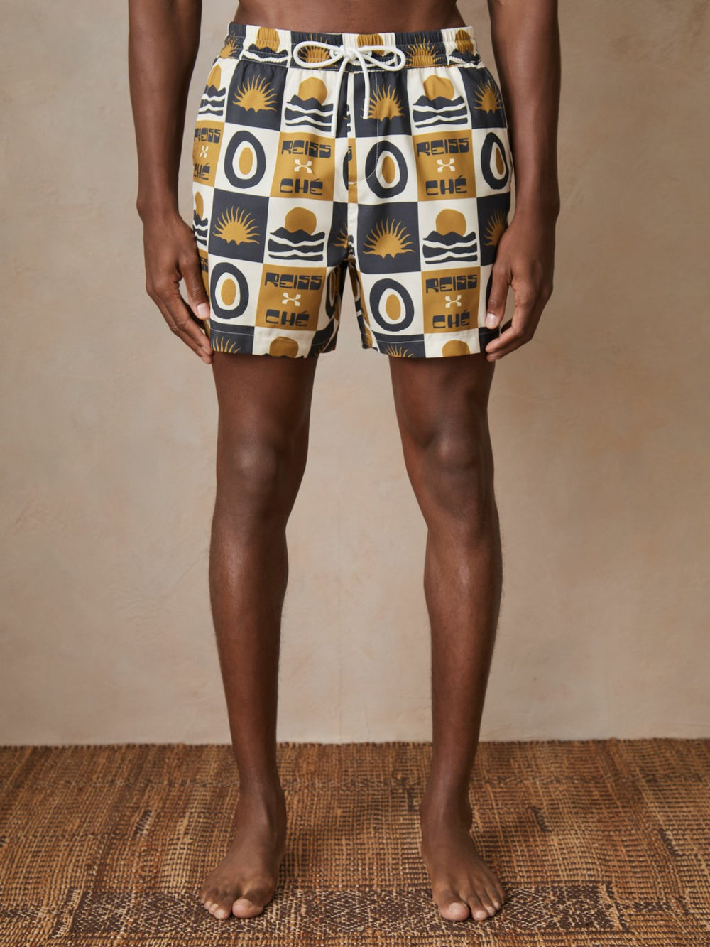 | Ché Sunset-Print Swim Shorts Olive Green | Men