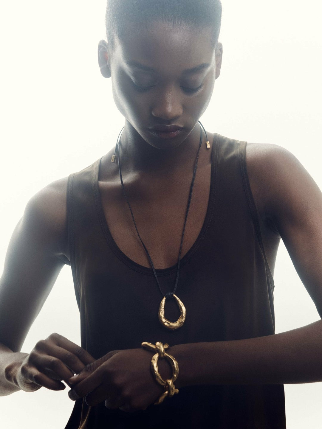 Molten Link Pendant Necklace Gold Tone | Women