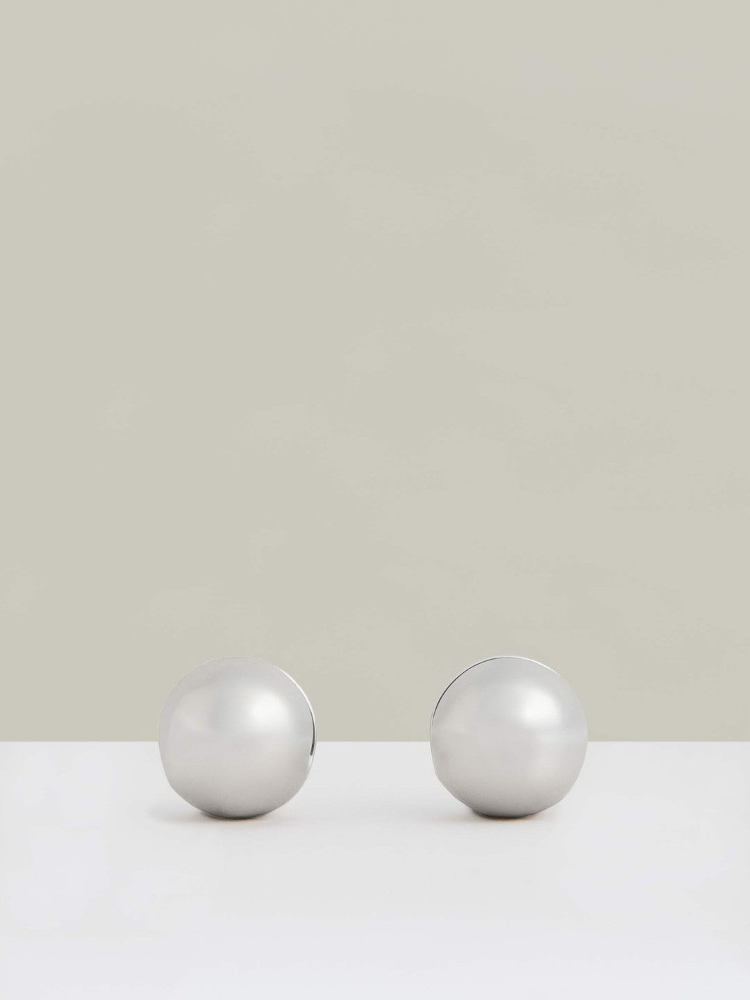 Polished Ball Huggie Earrings Silver Tone | Women