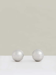 Polished Ball Huggie Earrings Silver Tone | Women