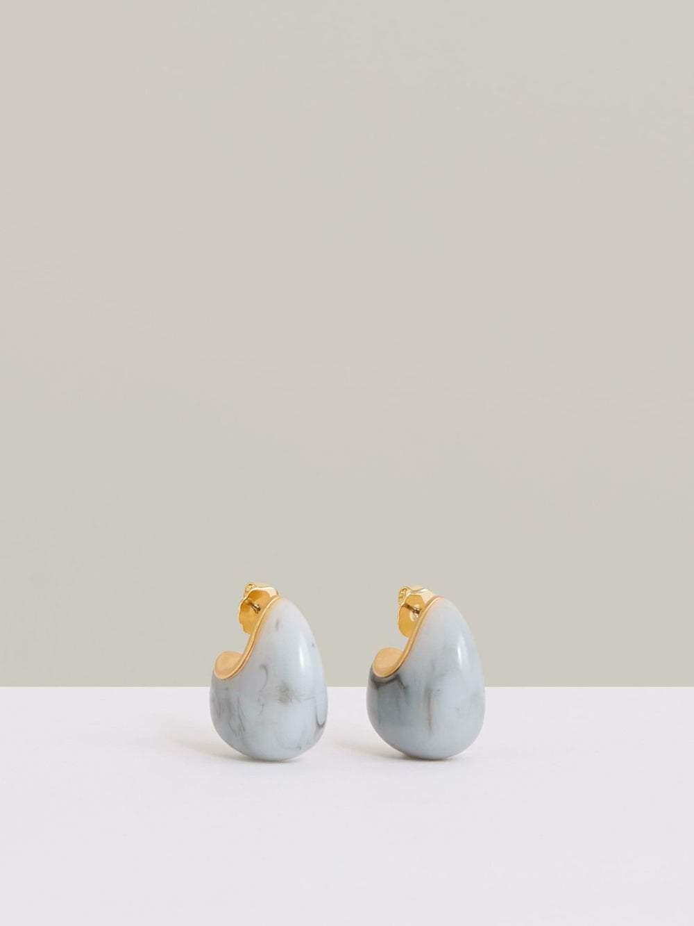 Curve Marble Scoop Earrings Gold Tone | Women