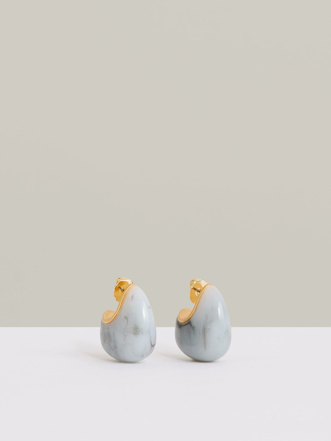 Curve Marble Scoop Earrings Gold Tone | Women