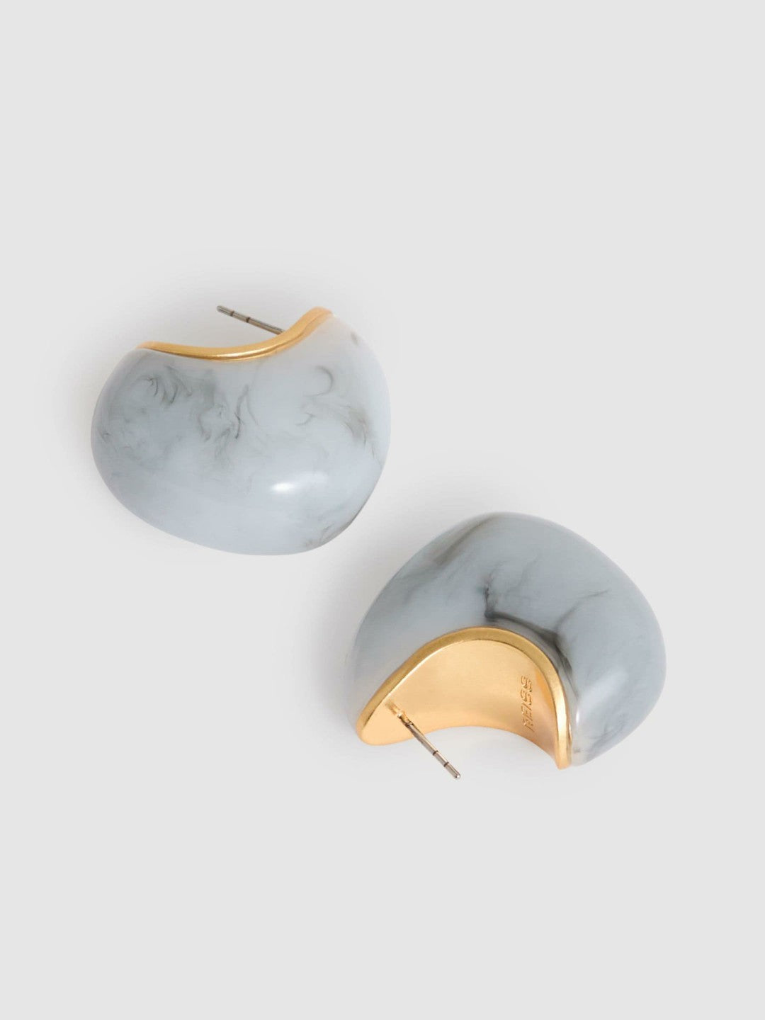 Curve Marble Scoop Earrings Gold Tone | Women