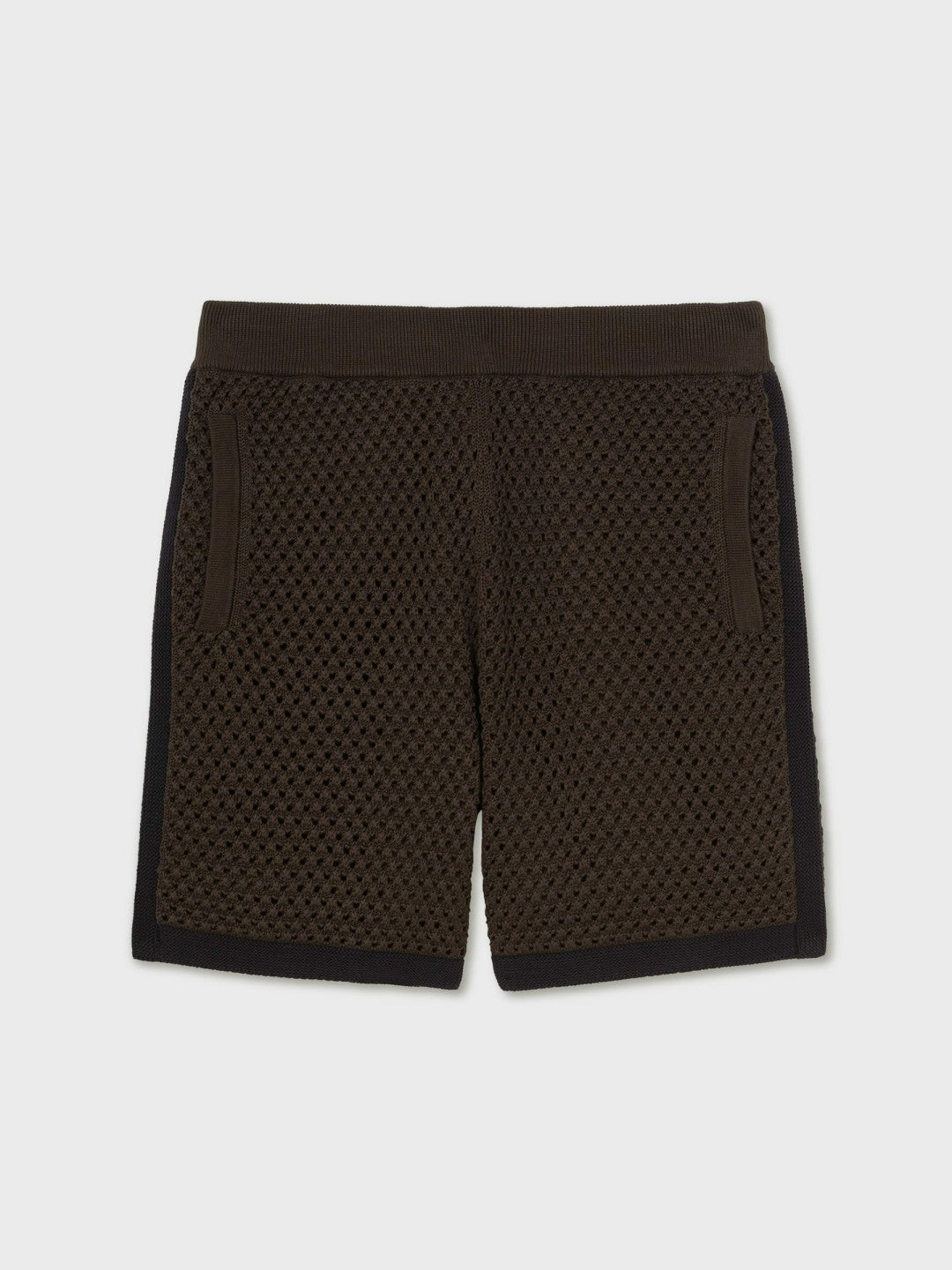 Cotton-Blend Crochet Shorts Chocolate/Navy | Men