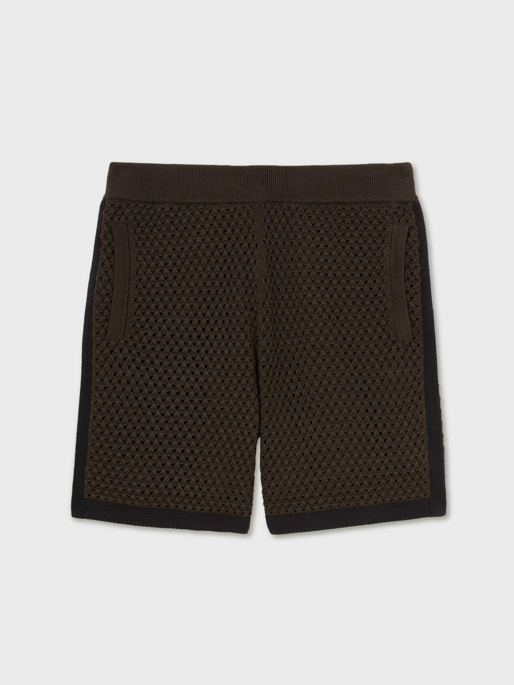 Cotton-Blend Crochet Shorts Chocolate/Navy | Men