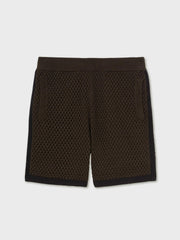Cotton-Blend Crochet Shorts Chocolate/Navy | Men
