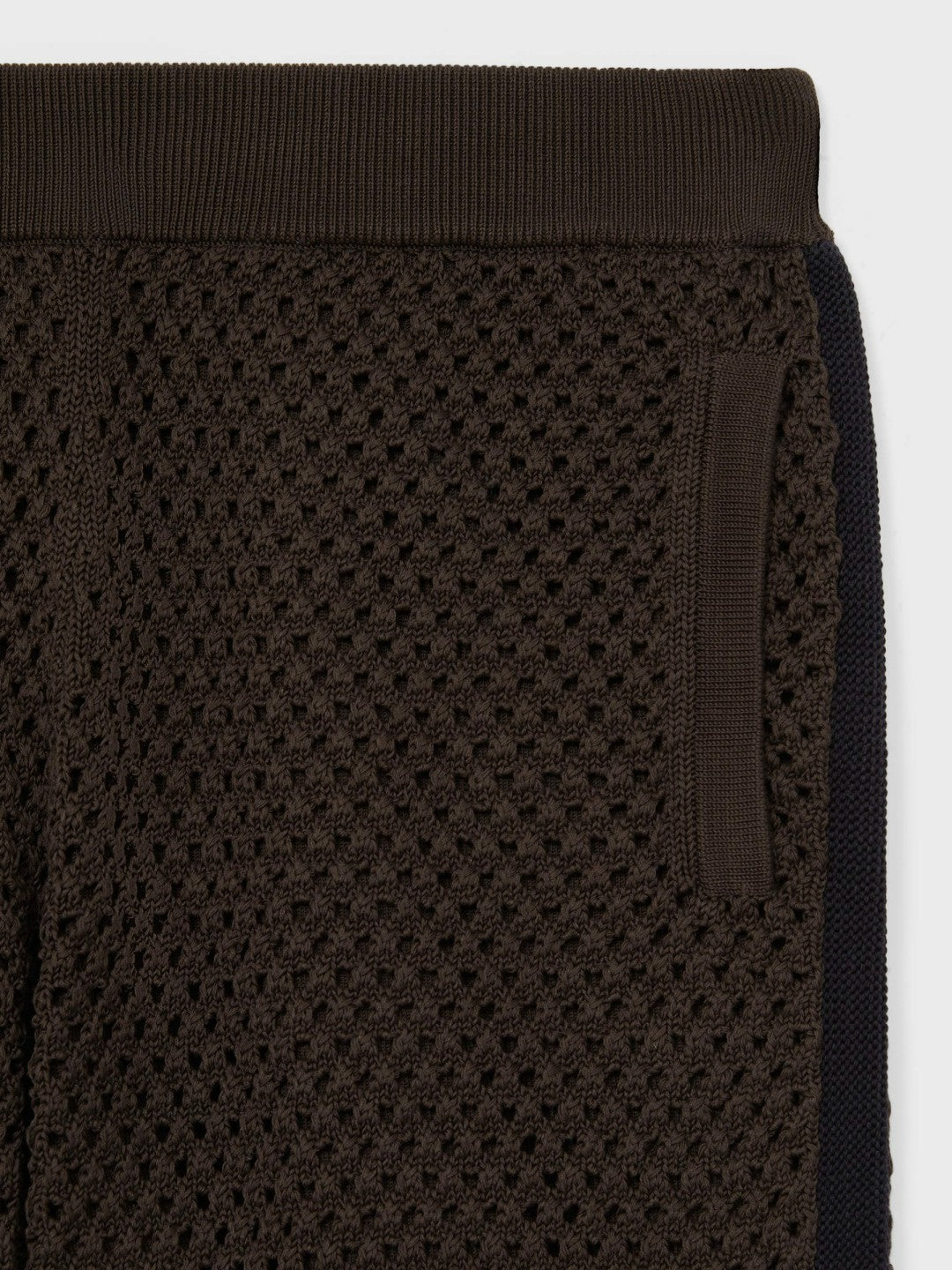 Cotton-Blend Crochet Shorts Chocolate/Navy | Men