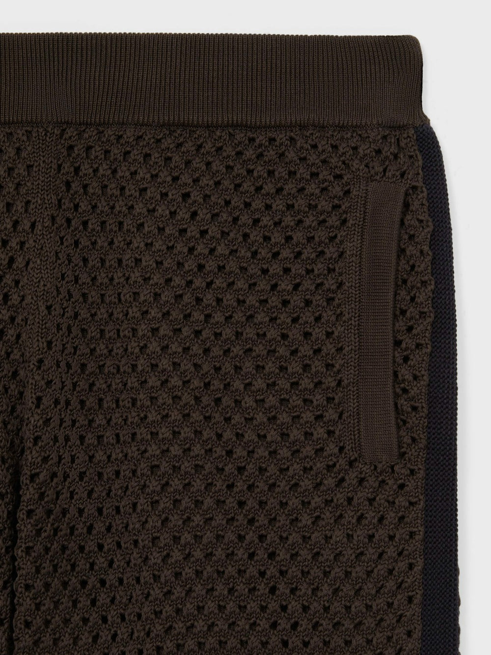 Cotton-Blend Crochet Shorts Chocolate/Navy | Men