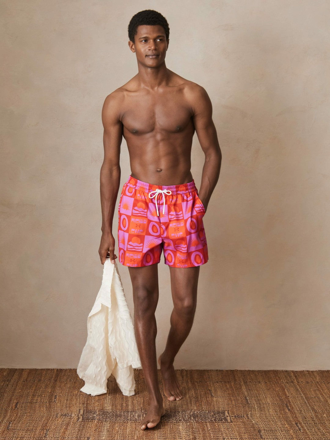 | Ché Sunset-Print Swim Shorts Orange/Pink | Men