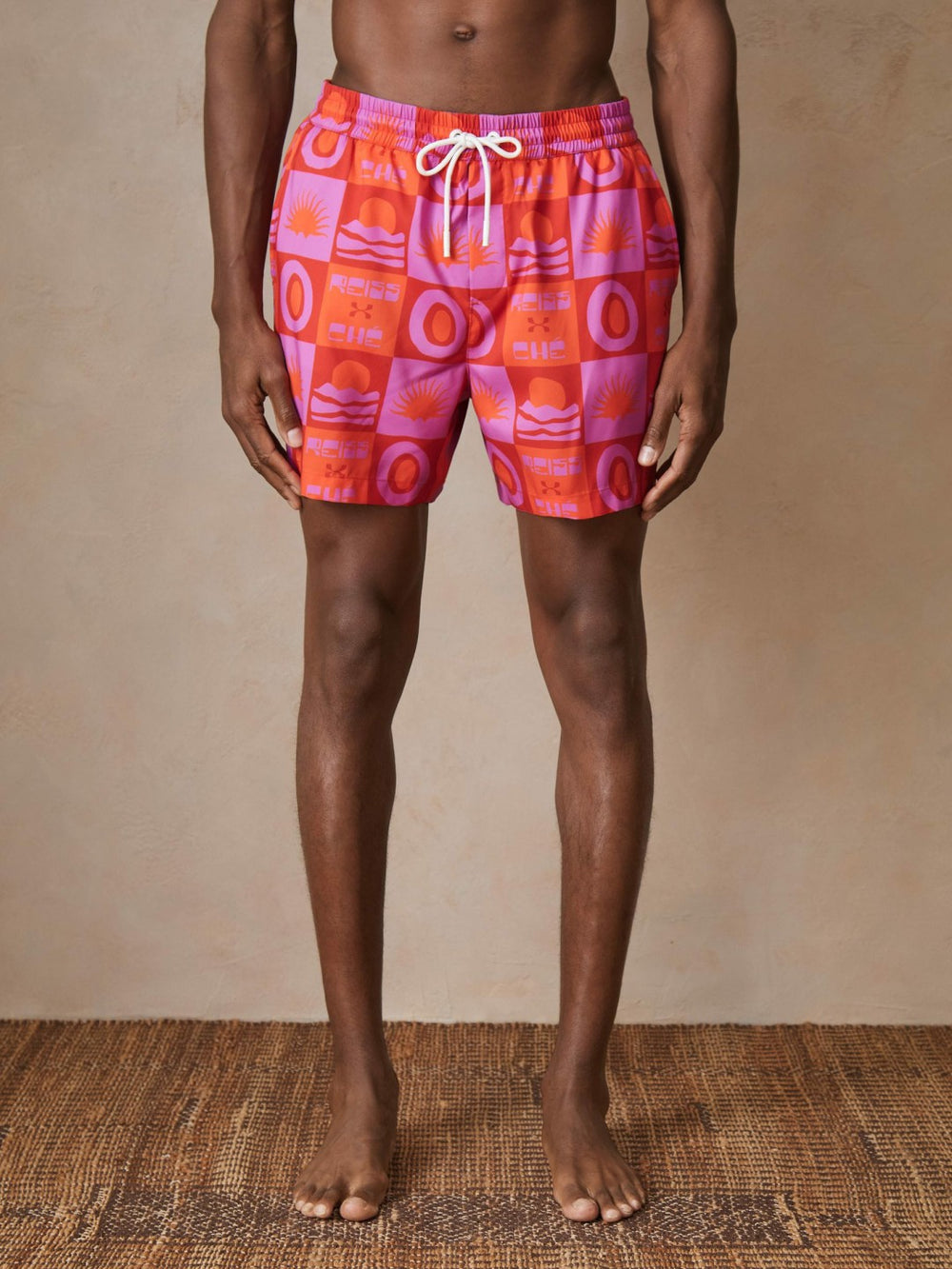 | Ché Sunset-Print Swim Shorts Orange/Pink | Men