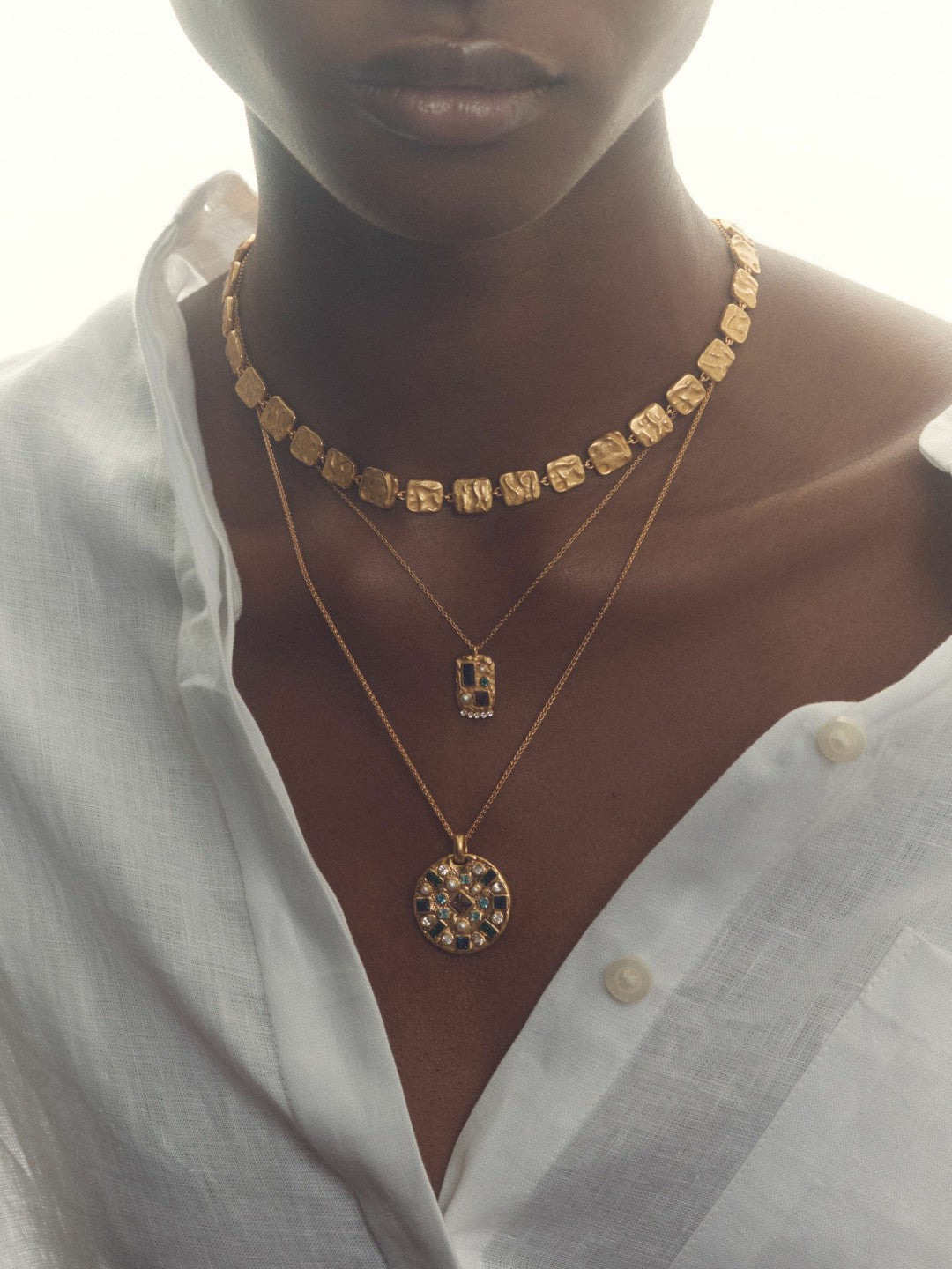 Molten Square Necklace Gold Tone | Women