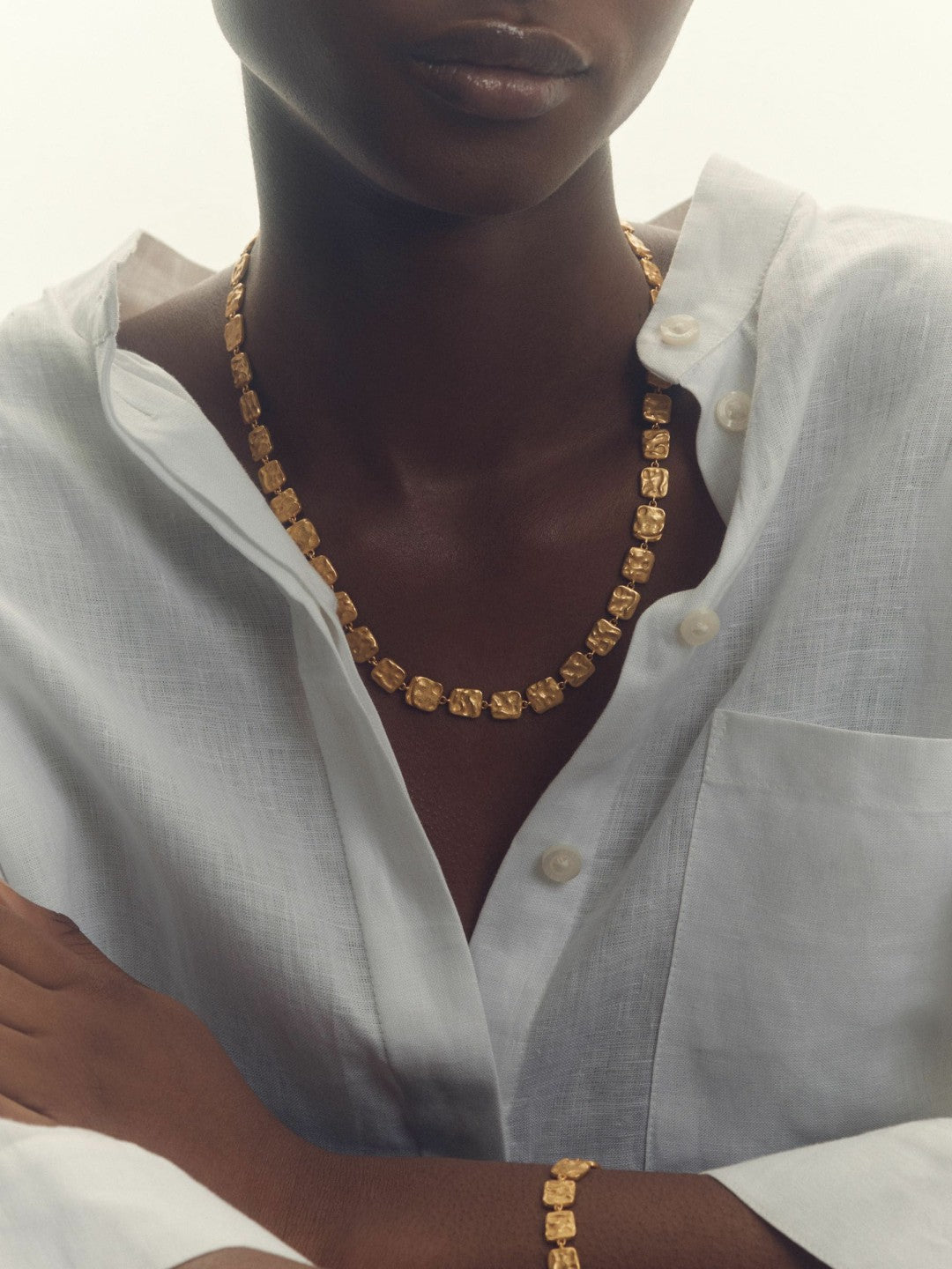 Molten Square Bracelet Gold Tone | Women