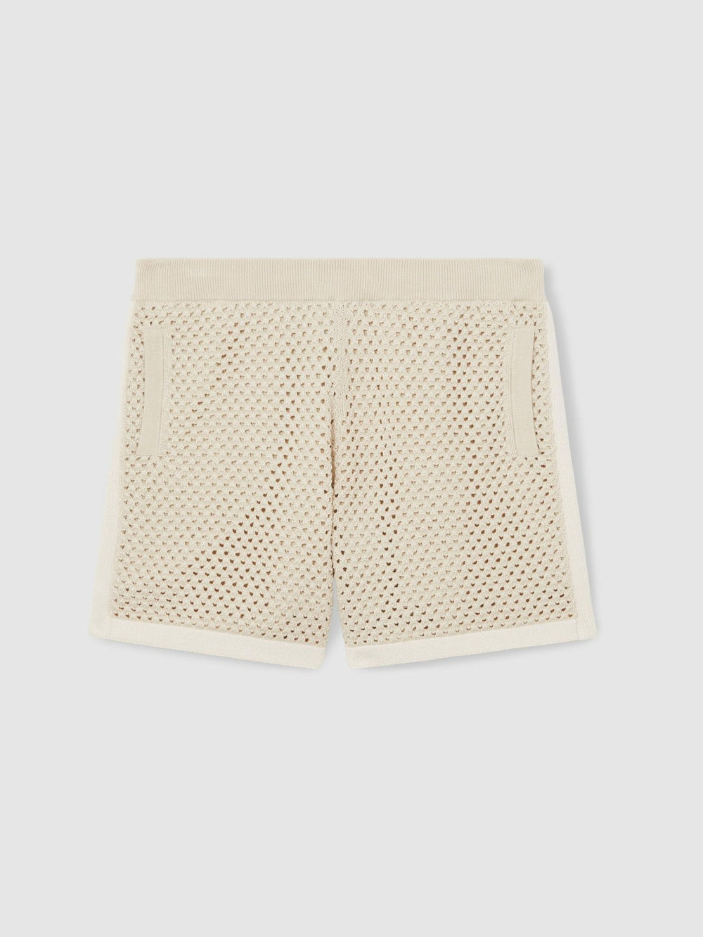 Cotton-Blend Crochet Shorts Taupe/Off White | Men