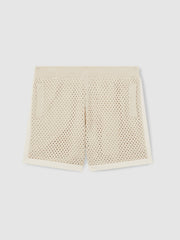 Cotton-Blend Crochet Shorts Taupe/Off White | Men