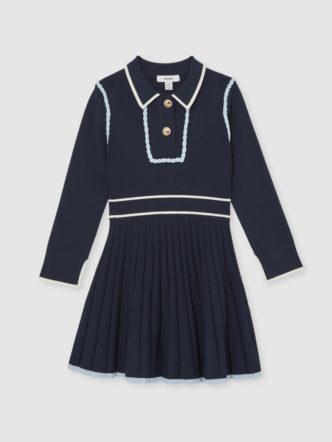 3-9 yrs Piped Knitted Skater Dress Navy | Children & Baby