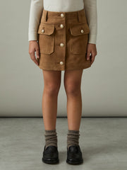 4-9 yrs Suede Flap Pocket Skirt Tan | Children & Baby