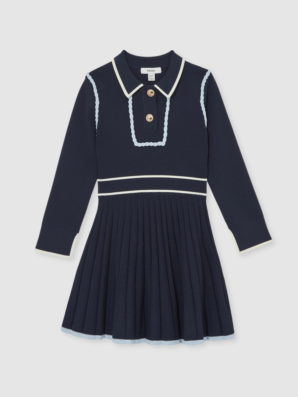 9-13 yrs Piped Knitted Skater Dress Navy | Children & Baby