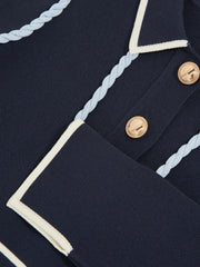9-13 yrs Piped Knitted Skater Dress Navy | Children & Baby