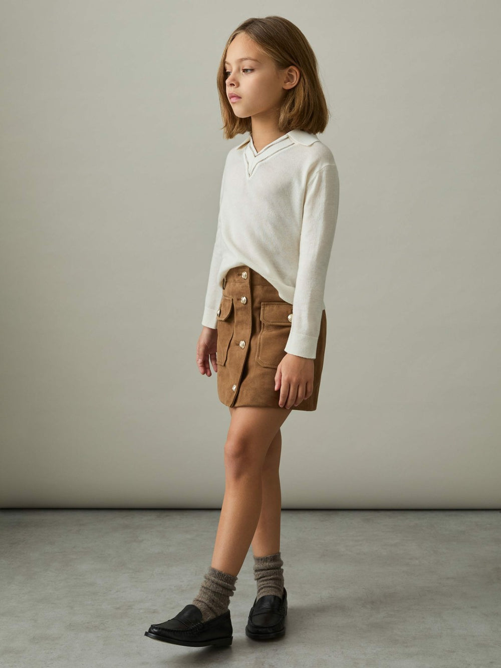9-13 yrs Suede Flap Pocket Skirt Tan | Children & Baby