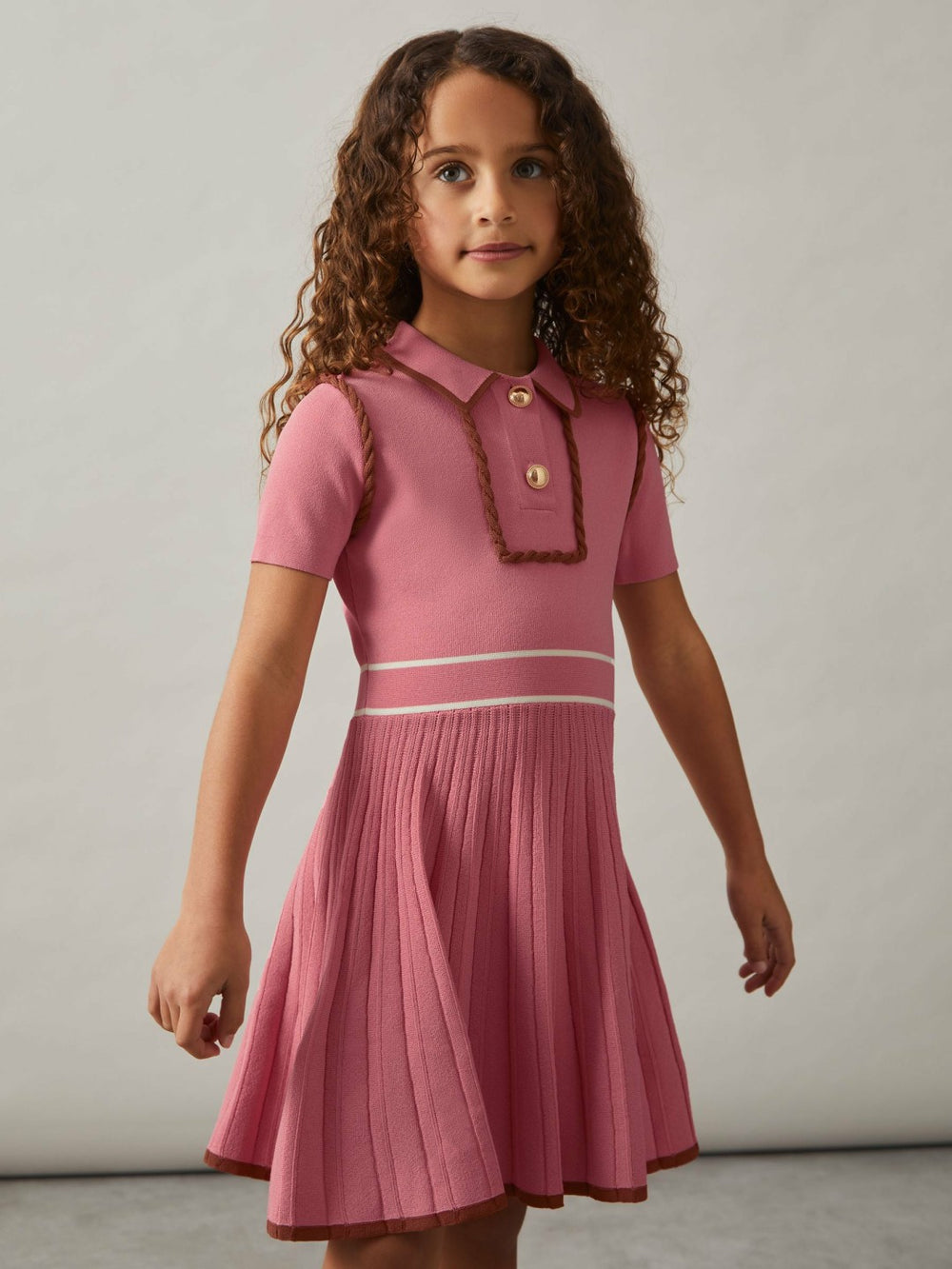 3-9 yrs Twist-Piped Knitted Dress Pink | Children & Baby