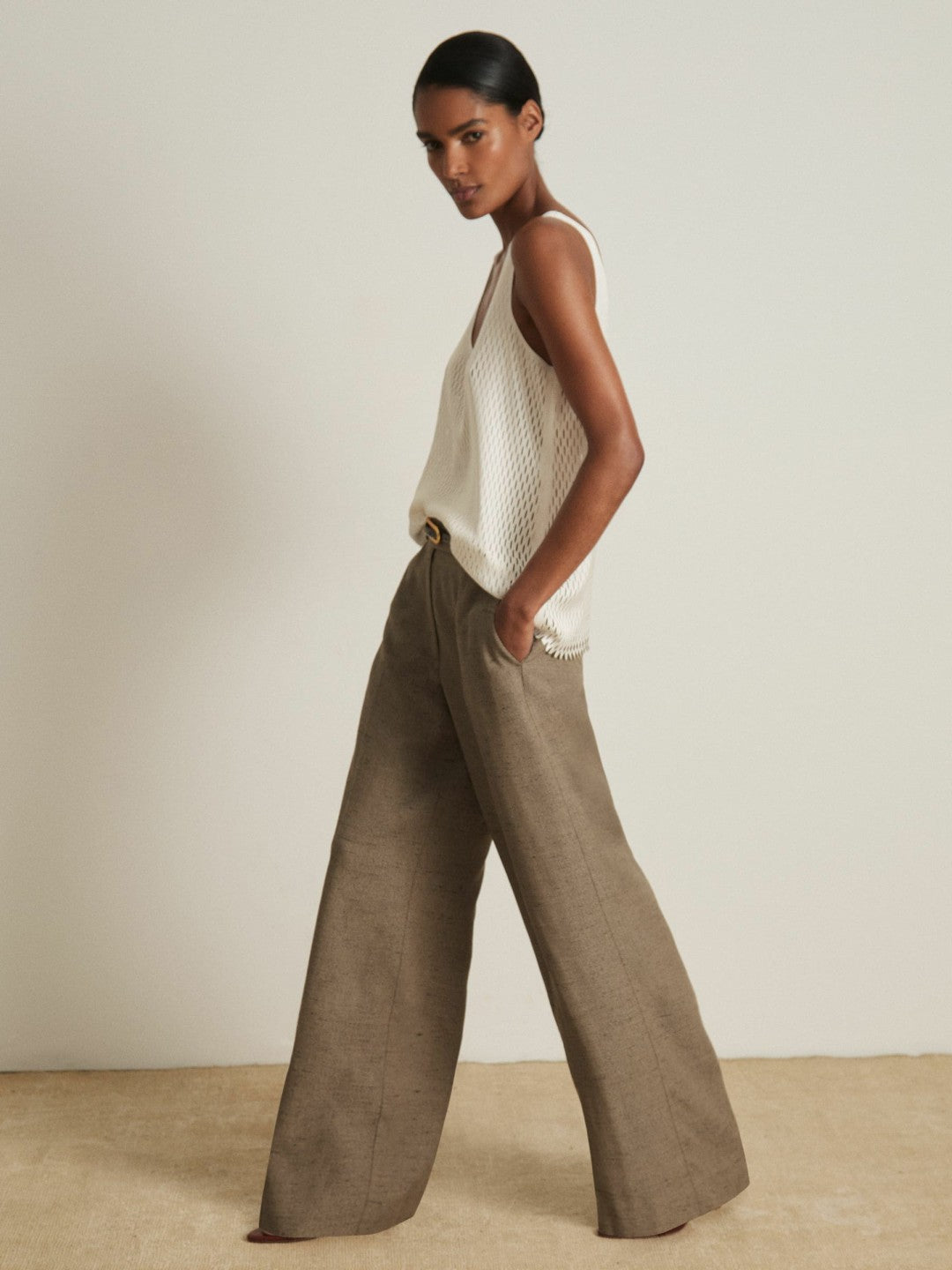 Atelier Laser-Cut Vest Top Cream | Women