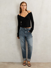 Good American Cuffed Straight-Leg Jeans Indigo | Women