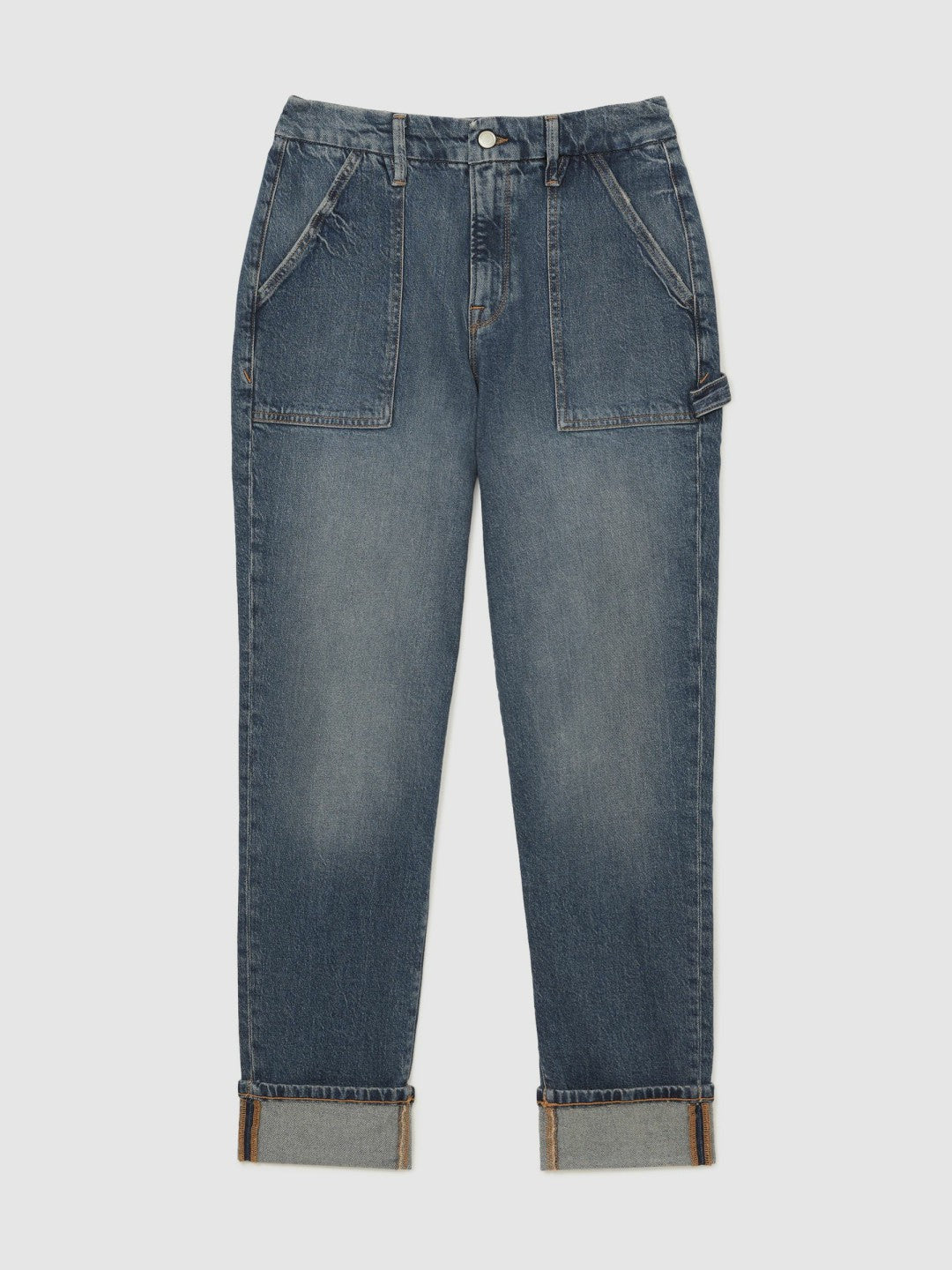 Good American Cuffed Straight-Leg Jeans Indigo | Women
