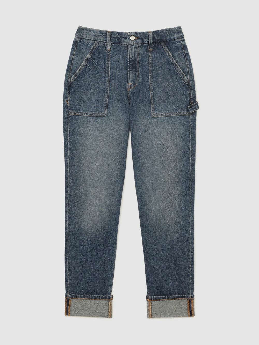 Good American Cuffed Straight-Leg Jeans Indigo | Women