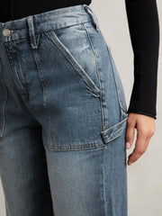 Good American Cuffed Straight-Leg Jeans Indigo | Women