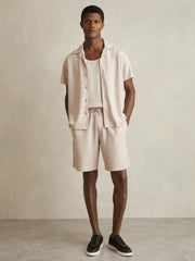 Textured-Knit Cuban-Collar Shirt Champagne | Men