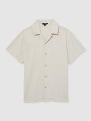Textured-Knit Cuban-Collar Shirt Champagne | Men