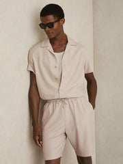 Textured-Knit Cuban-Collar Shirt Champagne | Men