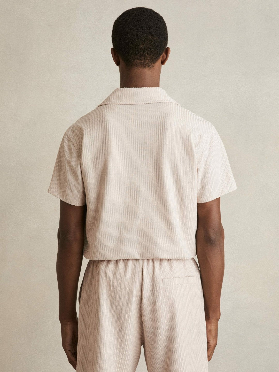 Textured-Knit Cuban-Collar Shirt Champagne | Men