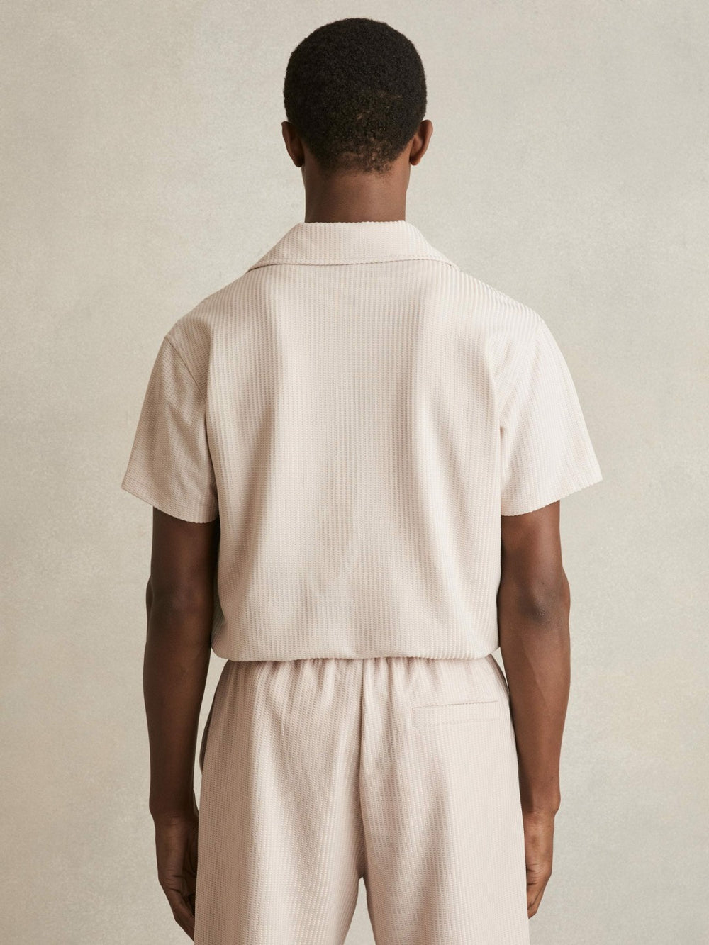 Textured-Knit Cuban-Collar Shirt Champagne | Men
