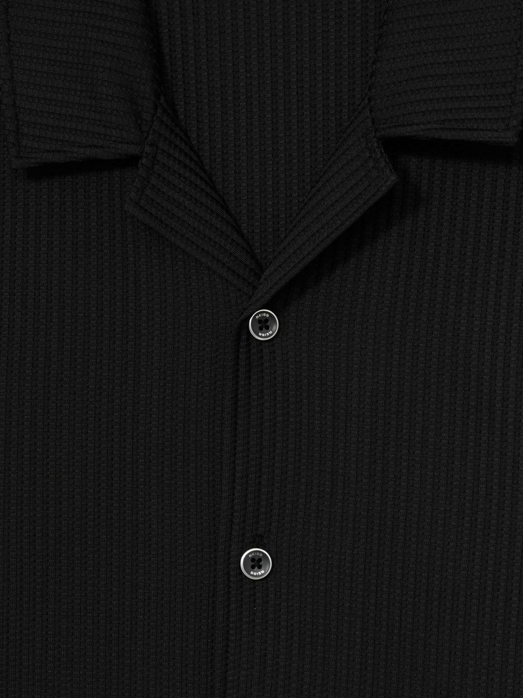 Textured-Knit Cuban-Collar Shirt Black | Men