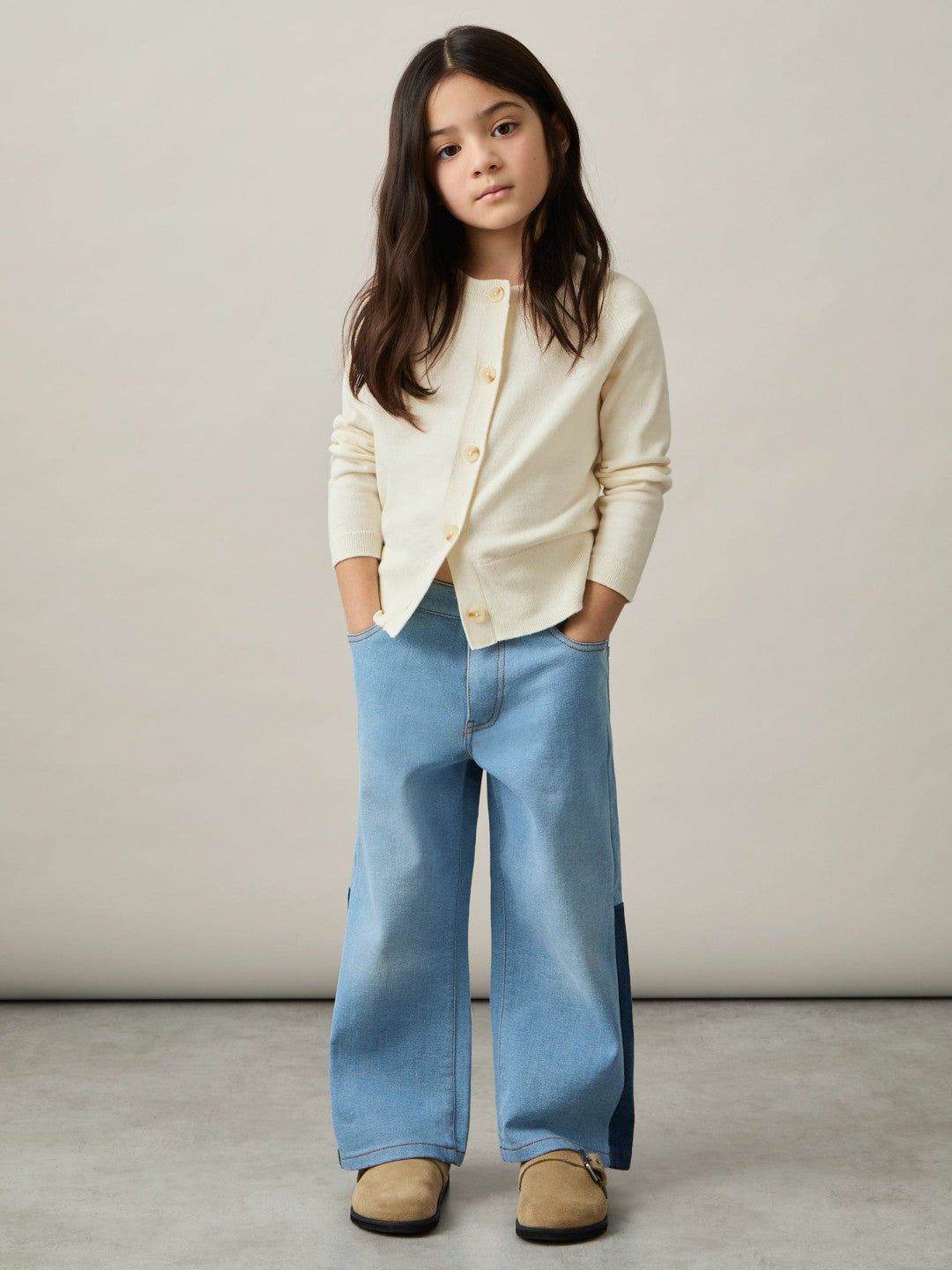13-14 yrs Cotton Crew-Neck Cardigan Ivory | Children & Baby