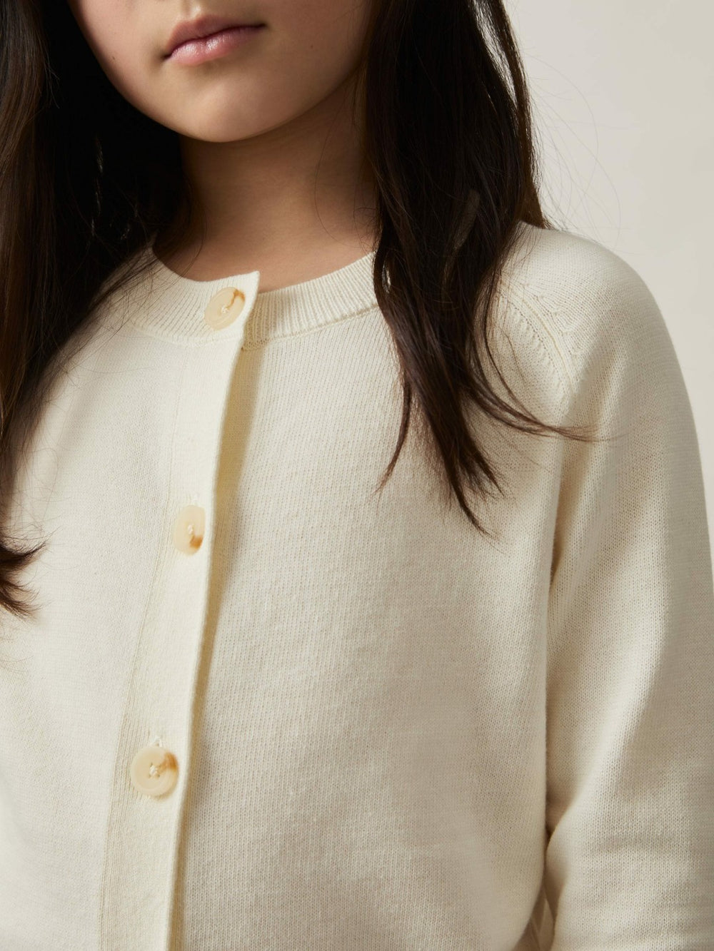 9-13 yrs Cotton Crew-Neck Cardigan Ivory | Children & Baby