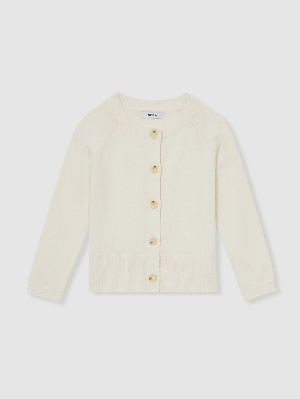 9-13 yrs Cotton Crew-Neck Cardigan Ivory | Children & Baby