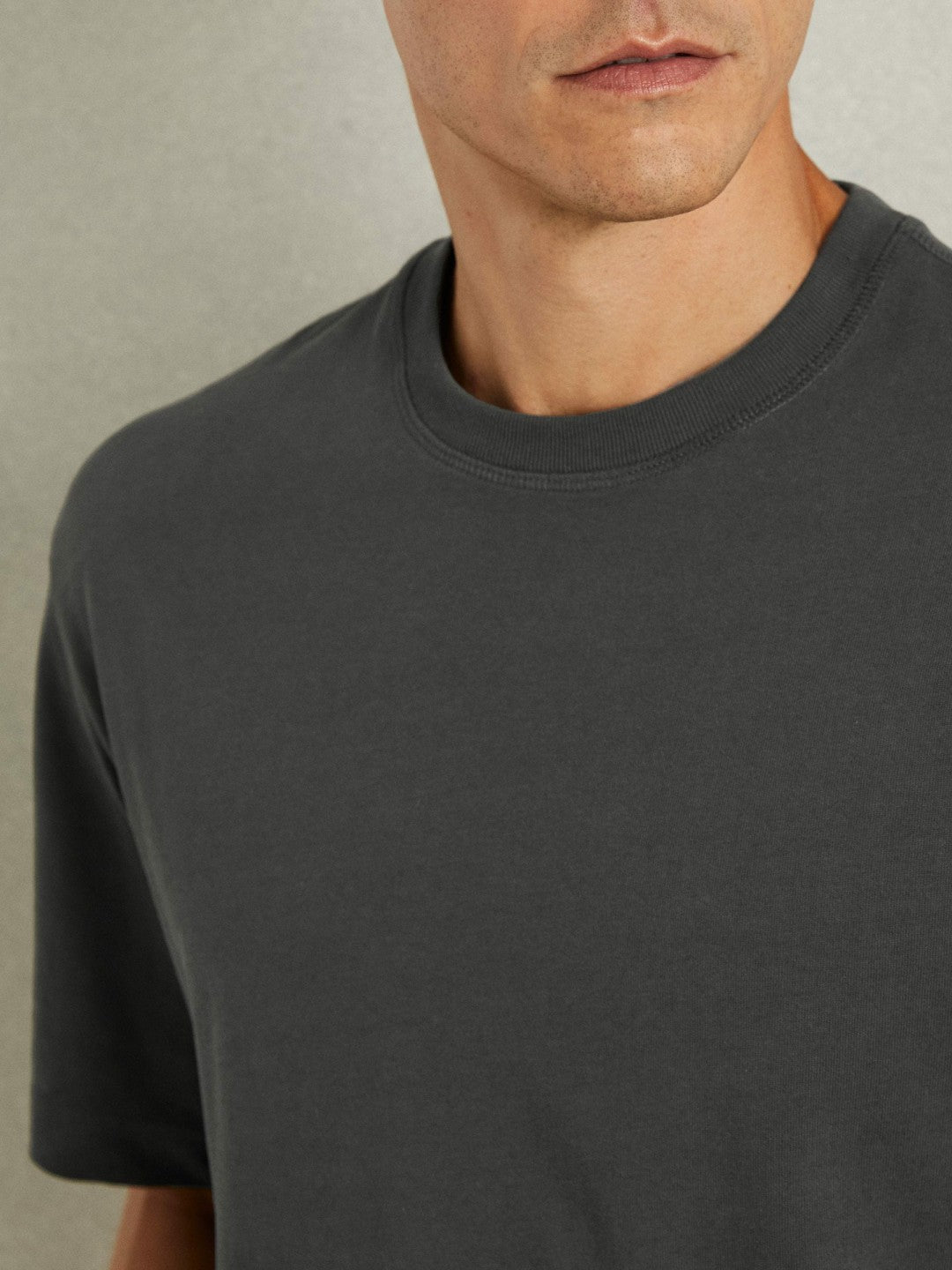 Cotton Garment-Dyed Oversized T-Shirt Washed Black | Men