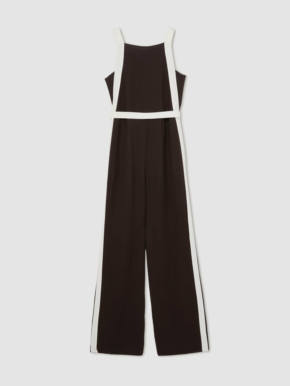 Colourblock Wide Leg Belted Jumpsuit Chocolate/Cream | Women