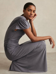 Modal Blend Ruched Jersey Dress Grey | Women