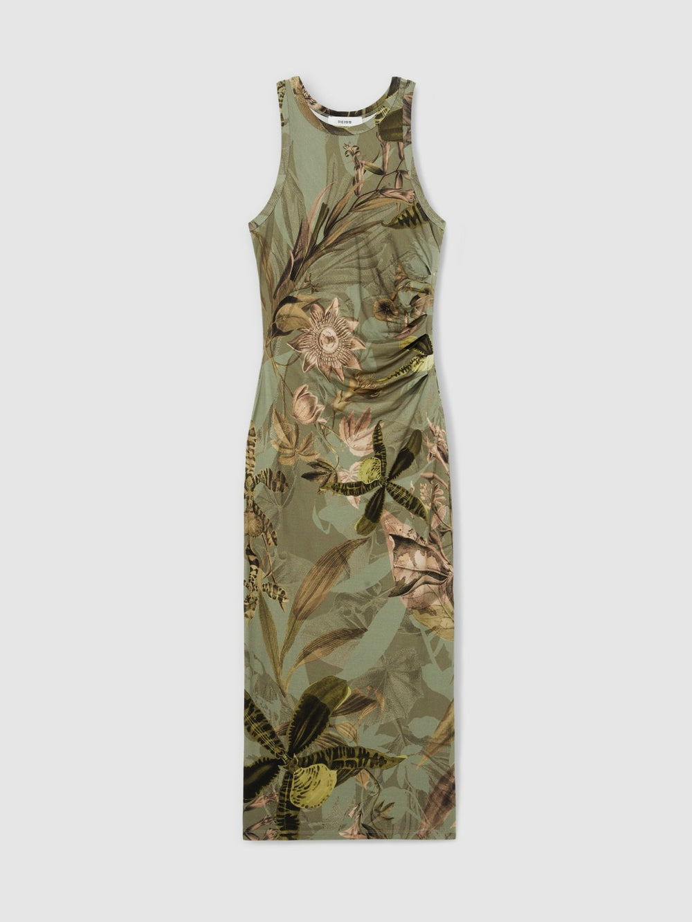| NYBG Floral Ruched Jersey Dress Khaki | Women
