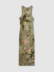 | NYBG Floral Ruched Jersey Dress Khaki | Women