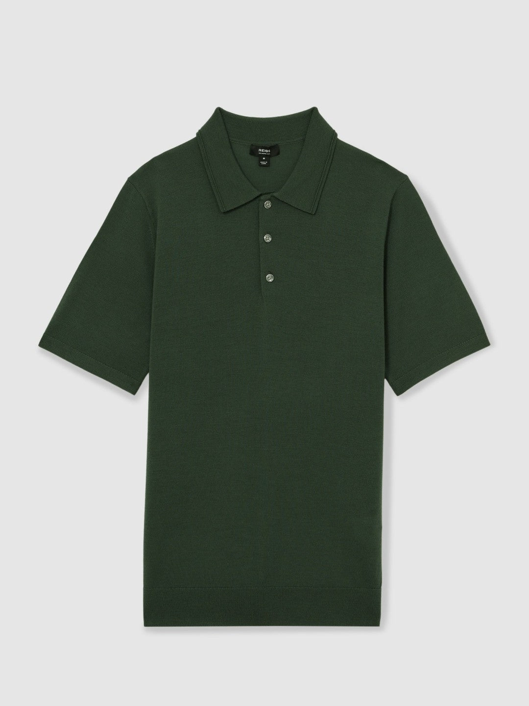 Merino Wool Short-Sleeve Polo Shirt Kale Green | Men