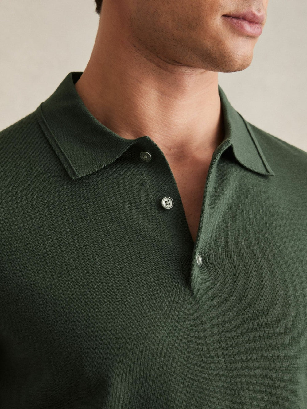 Merino Wool Short-Sleeve Polo Shirt Kale Green | Men