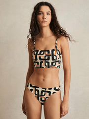 Chain Print Bikini Bottoms Brown/Cream | Women