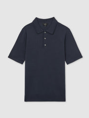 Merino Wool Short-Sleeve Polo Shirt Midnight Navy | Men