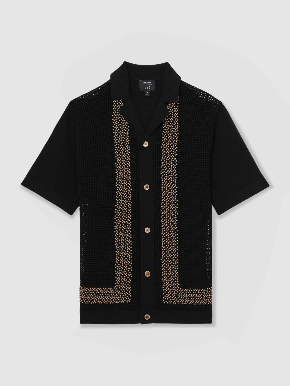| Ché Beaded Crochet Shirt Black | Men