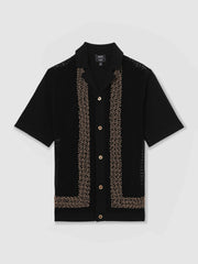 | Ché Beaded Crochet Shirt Black | Men